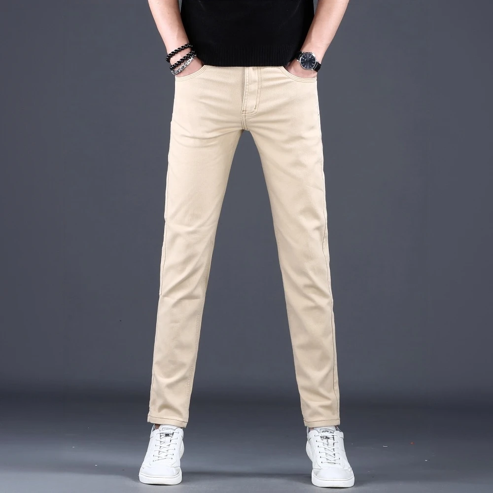 臣吾高端时尚潮流男士牛仔裤厚款秋冬新款弹力修身小脚潮牌休闲裤