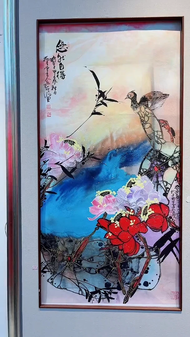 国画岳红强-泼彩-8平尺-手绘-纸本-国画
