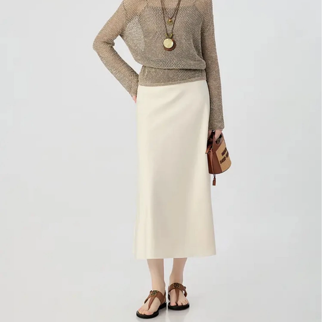 GIRDEAR/哥弟夏季高腰显瘦中长款垂感半身裙1200388