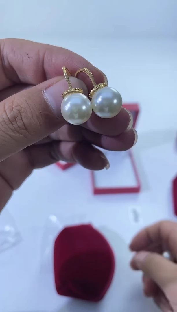 银S925镶嵌耳饰淡水珍珠耳饰
