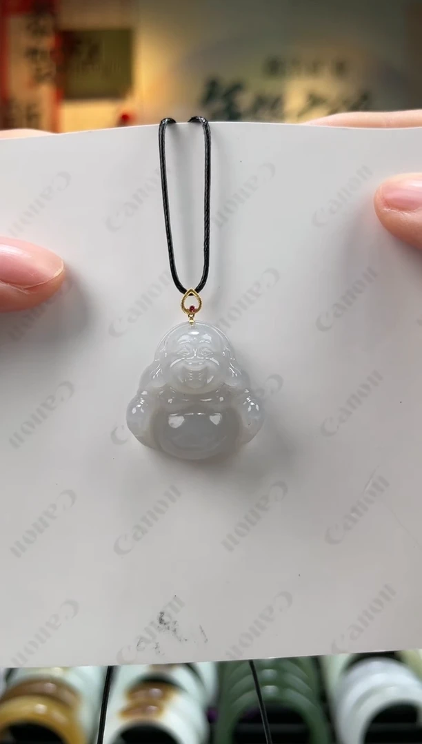 【闪购商品】和田玉颈饰18K金镶嵌烟紫佛公吊坠一件