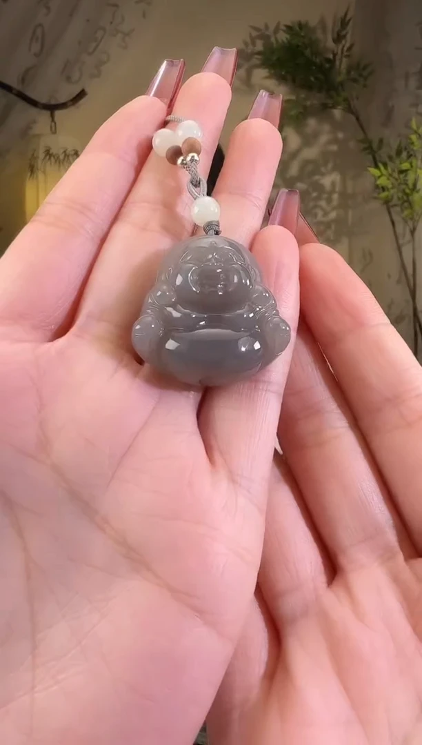 【闪购商品】和田玉颈饰未镶嵌30mm烟紫佛公