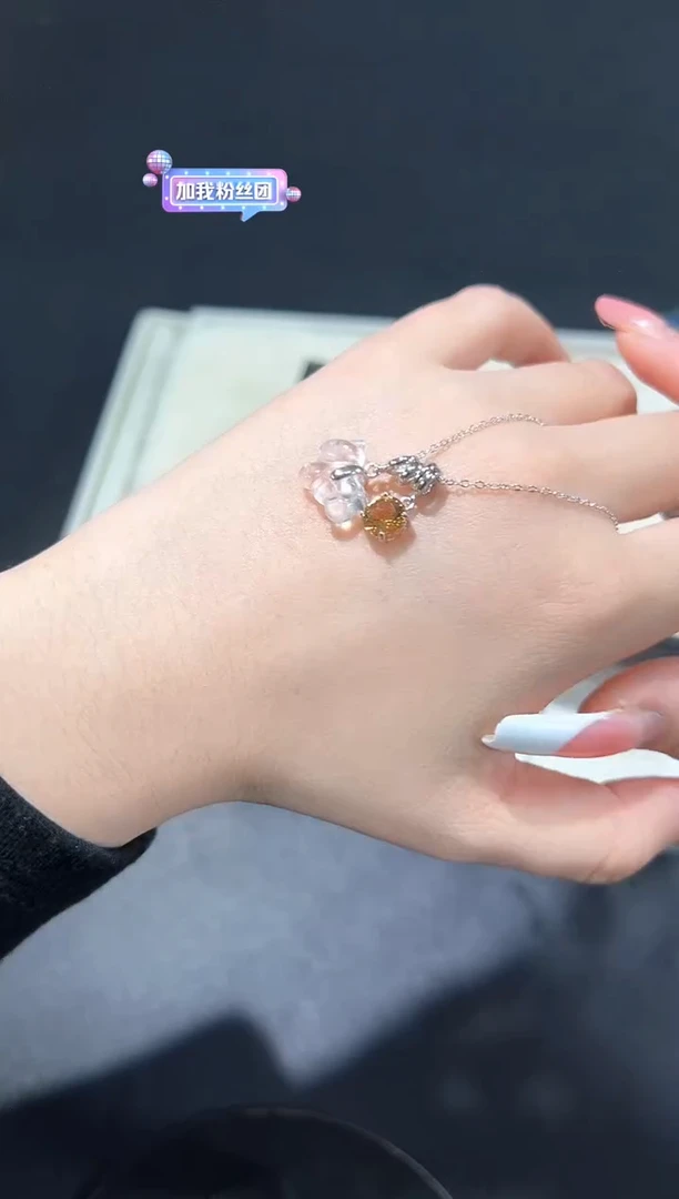 项链银S925镶嵌黄晶95t多样性发其一【1条】默认微瑕