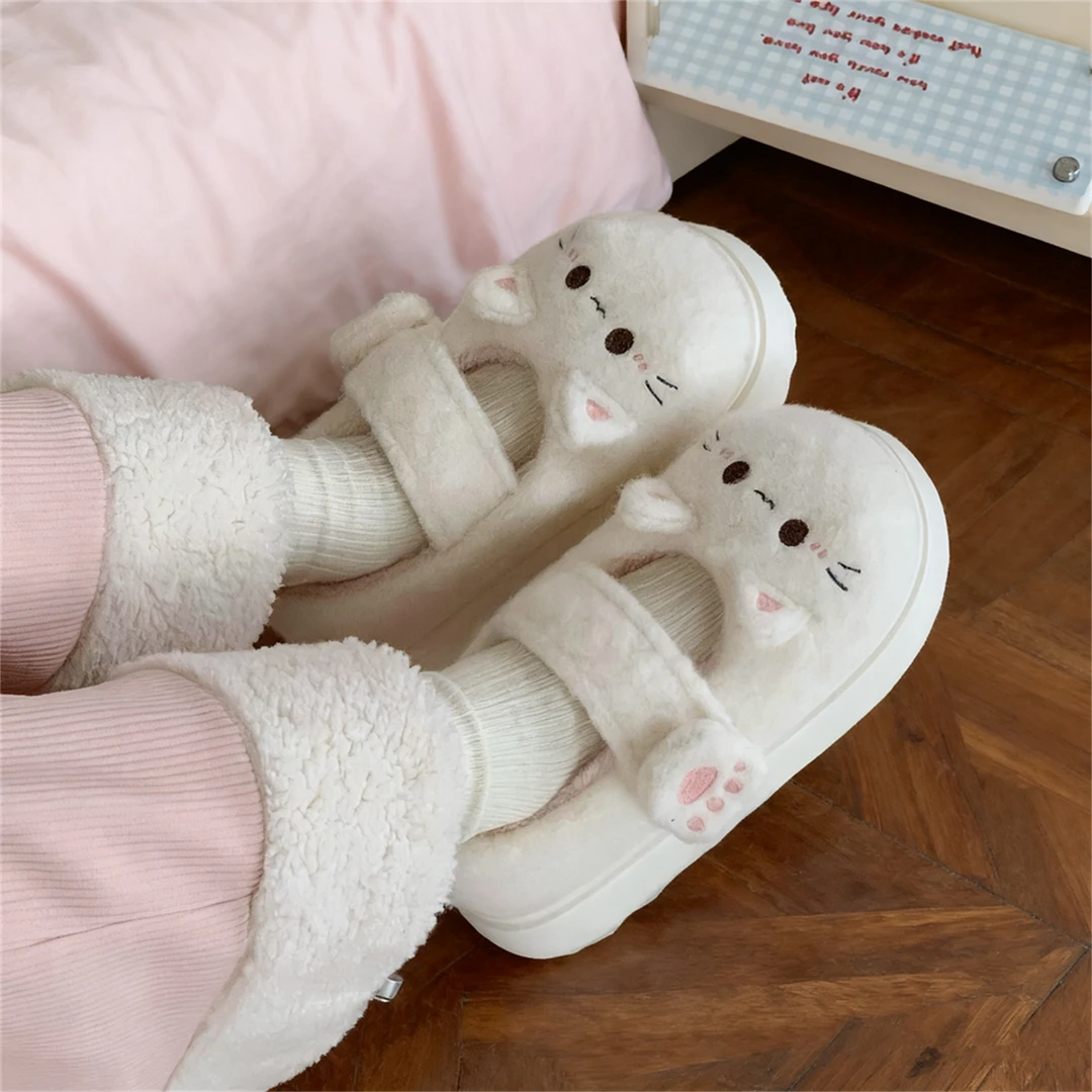 冬季女学生软萌小猫豆豆鞋玛丽珍棉鞋防滑魔术贴网红新款lolita鞋