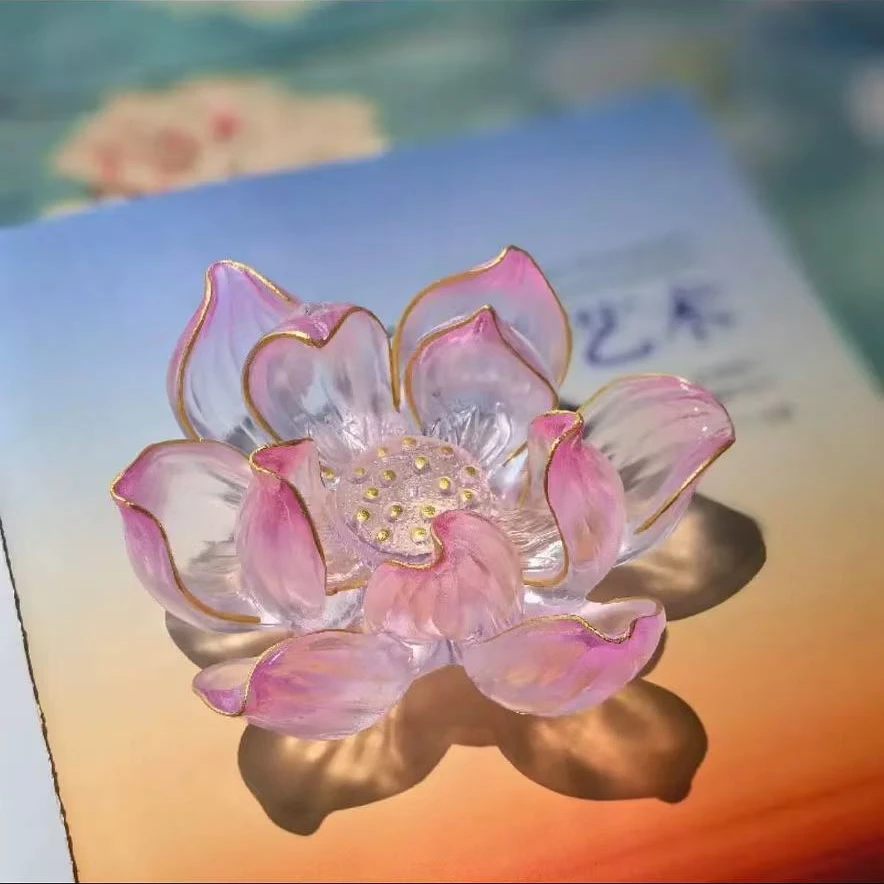 【陶珊居】 香器-净水金莲-心缘堂-粉色渐变金 110*55mm（琉璃S0356）