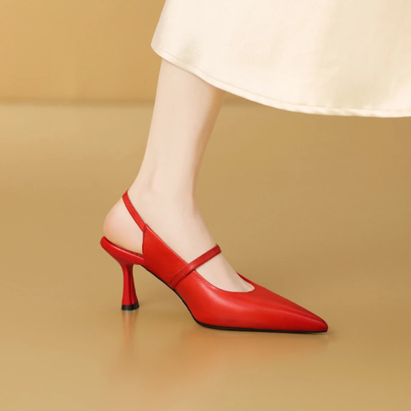 女士夏季包头凉鞋喜妈妈穿旗袍的鞋子丈母娘喜婆婆真皮鞋夏季外穿