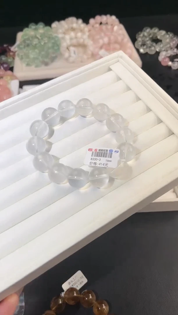 水晶手链未镶嵌多样性发一Q61奶白16mm