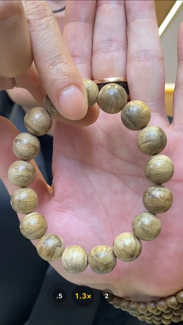 沉香手串天然沉香/菩萨棋/1.3圆珠单圈/16g左右/TY95