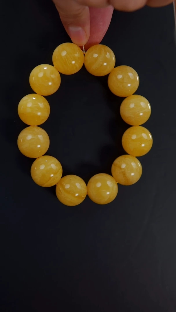 【闪购商品】蜜蜡手串未镶嵌焦皮料圆珠手串57.3