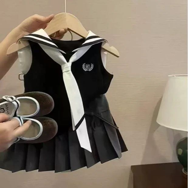 2025新款女童夏装套装儿童夏季女宝宝韩版洋气背心+半身裙两件套