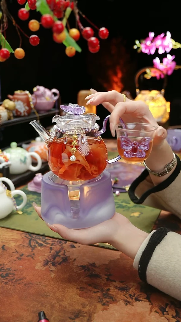 【闪购商品】紫色温茶台+茶壶+链子+杯子