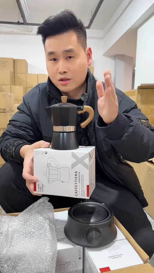 黑色意式3杯份摩卡咖啡壶