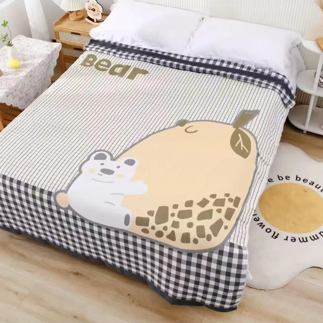 【牛总甄选孤品】纱布抱抱熊床毯，1.5*2