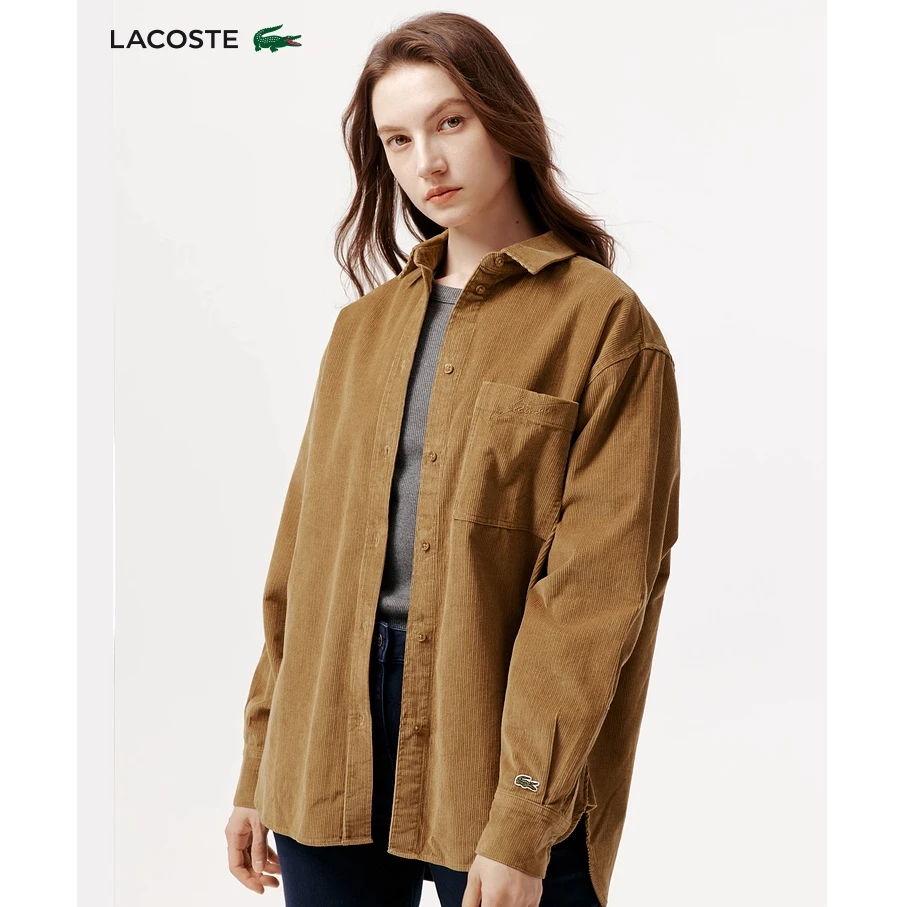 LACOSTE法国鳄鱼女装25秋季新款宽松百搭落肩衬衫外套|CF5336