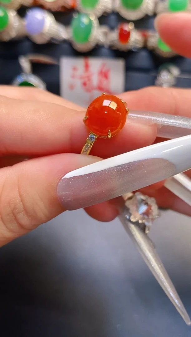 银S925镶嵌戒指翡翠天然