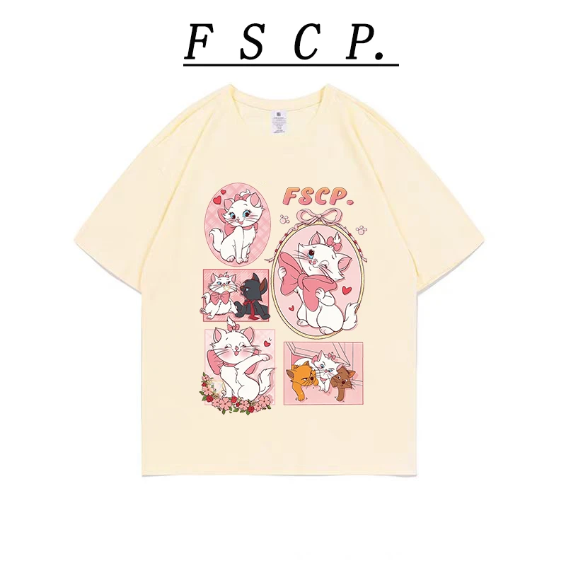 【FSCP.】玛丽猫！趣味印花休闲纯棉短袖重磅卡通潮流百搭T恤