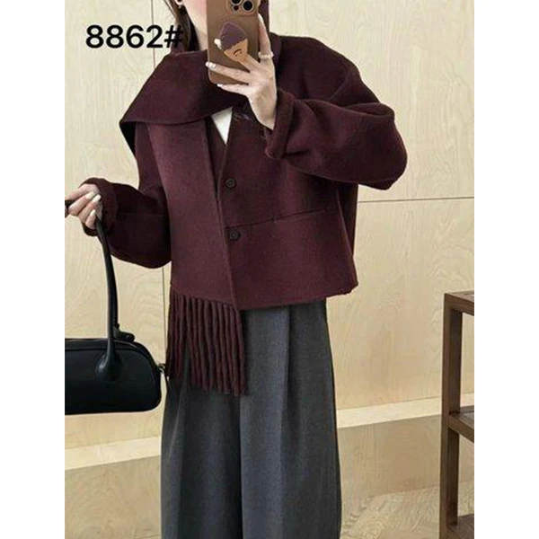【犇球go】25年时尚短款羊绒大衣-8862