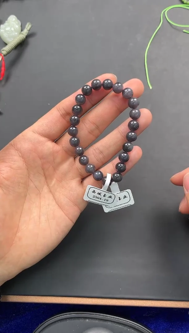 未镶嵌手串和田玉青海烟紫手串卡8微色差