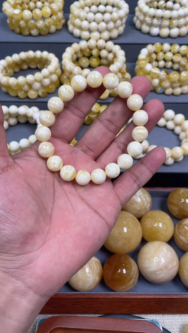 琥珀颈饰未镶嵌琥珀蜜蜡圆珠