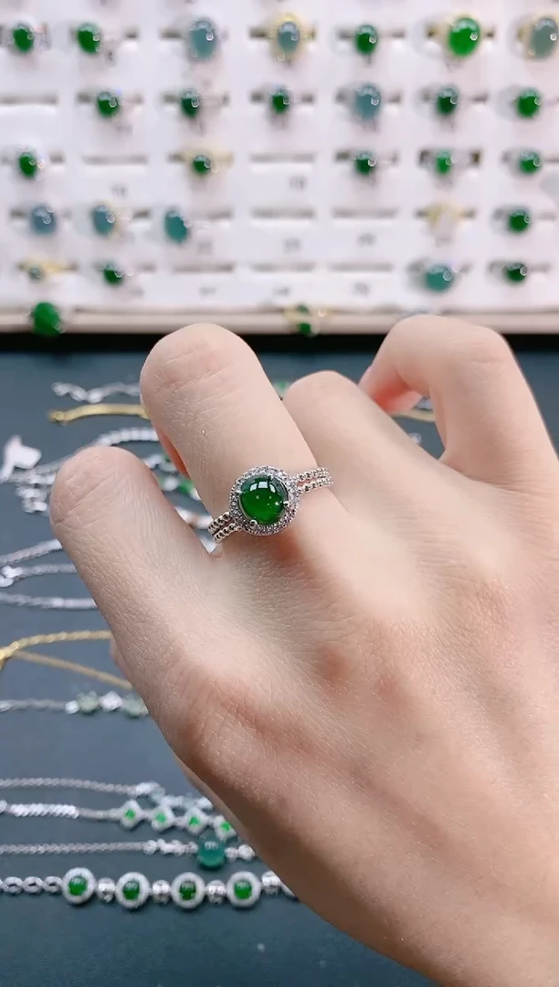 【闪购商品】翡翠戒指银S925镶嵌天然翡翠