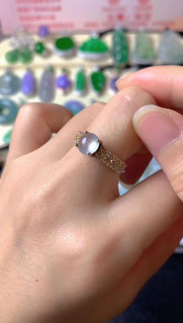 银S925镶嵌戒指翡翠燕戒指