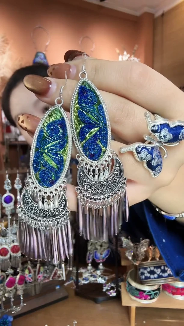 刺绣纯手工民族风耳环