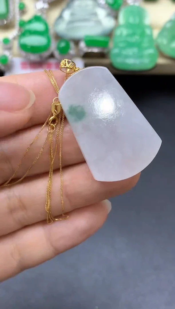 颈饰18K金镶嵌翡翠120-中国好珍宝