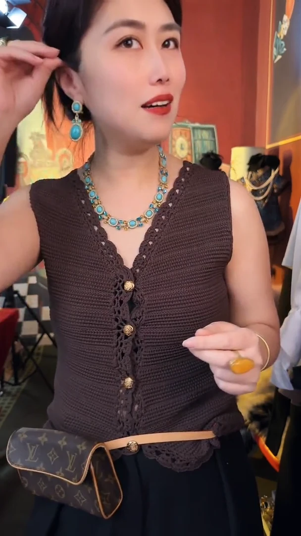 合金无合金无重工复古镶嵌款松松项链耳针套装