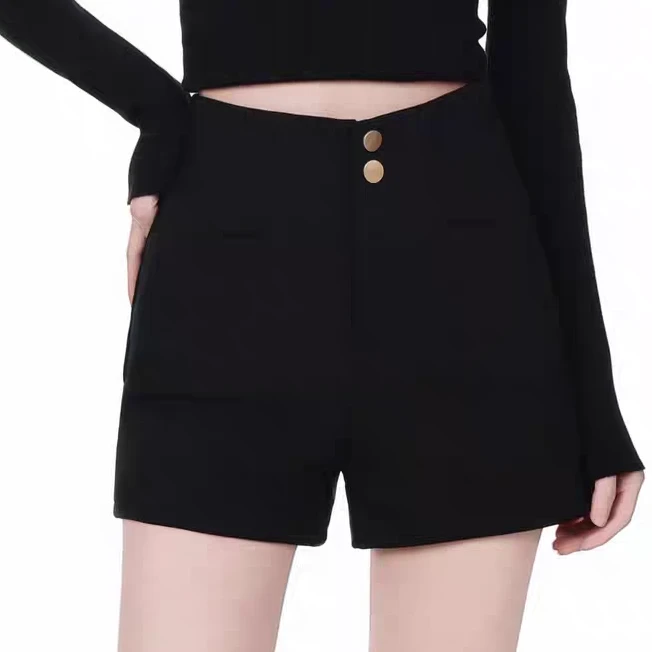 弹力黑色高腰显瘦短裤女2025秋季辣妹风时尚短款女款百搭A字热裤