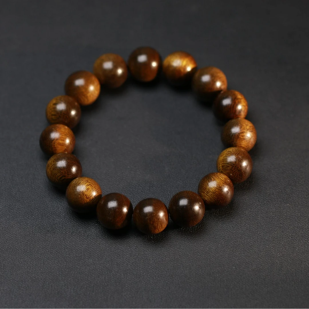 【曹总文玩】14mm莺歌绿文玩沉香木串手串手链FZ867