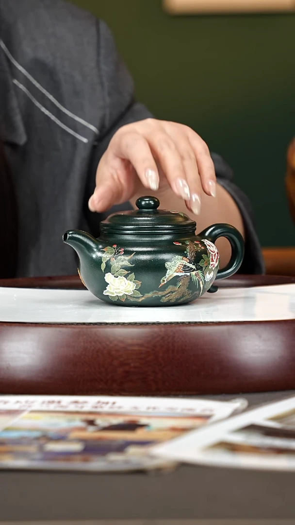 茶壶紫砂36YJY仿古 老绿泥柴烧