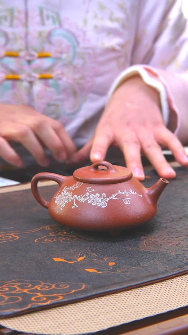原矿朱泥大红袍长乐未央紫砂壶15