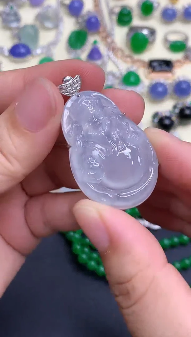 颈饰18K金镶嵌翡翠401-中国好珍宝