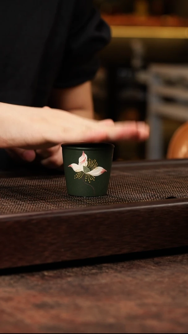 茶壶紫砂绿泥泥绘杯