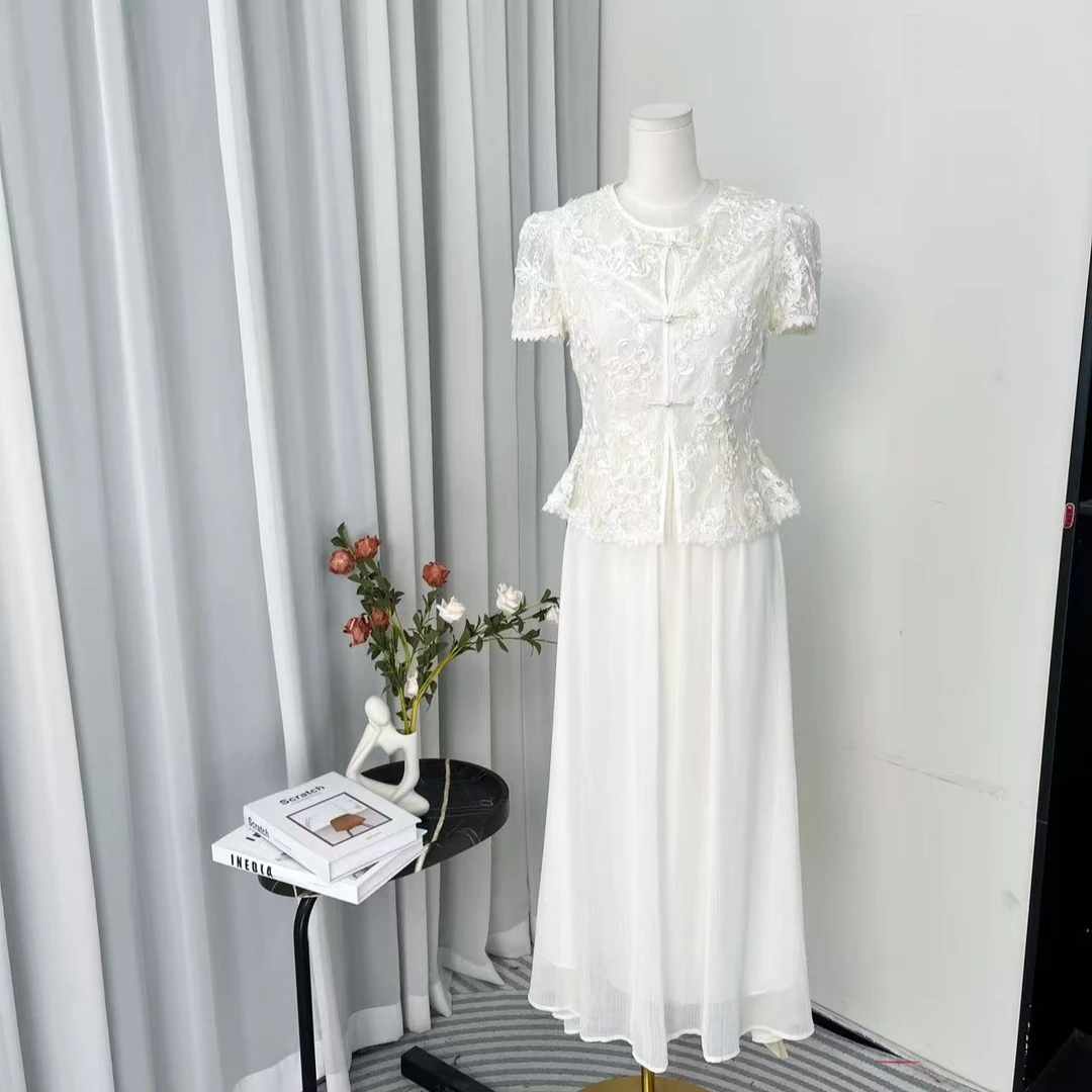 拉夏贝尔25夏新法式气质优雅显瘦高级感假两件连衣裙 15701 KCK