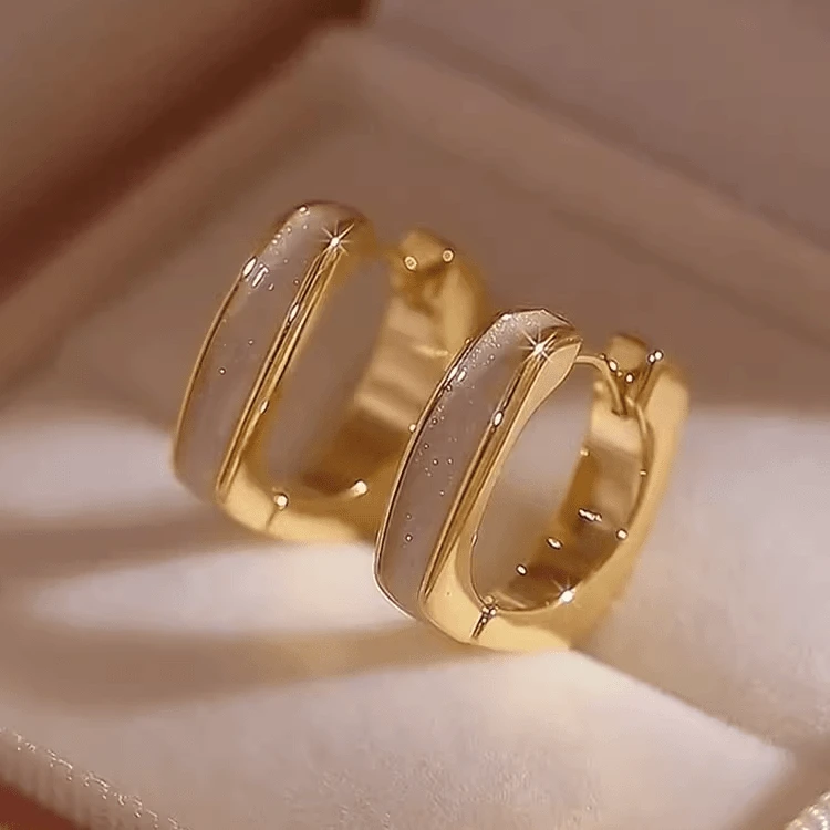 铜合金珐琅耳饰 B311滴釉几何耳扣轻奢高级感耳环小众简约设耳钉