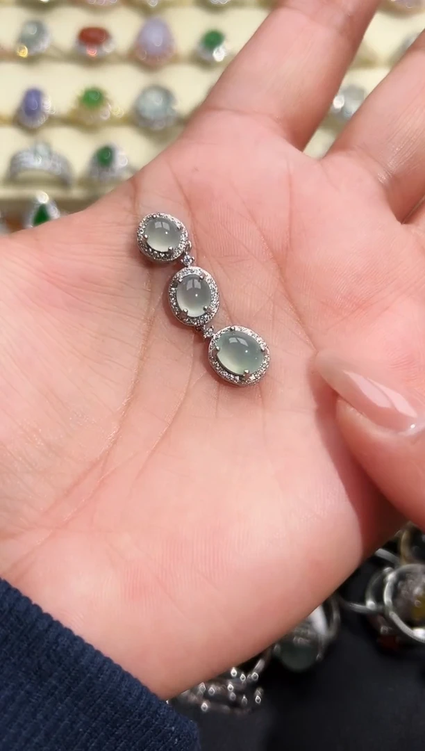 颈饰银S925镶嵌翡翠缅甸天然A货翡翠S925银镶嵌