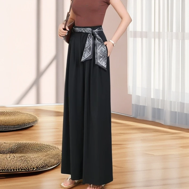 【送丝巾】春秋新款宽松版阔腿裤休闲风显瘦高端上档次小个子垂感