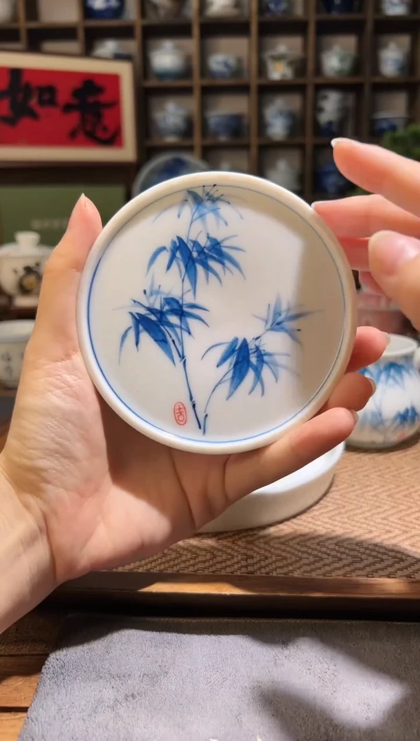 手绘竹子盖置