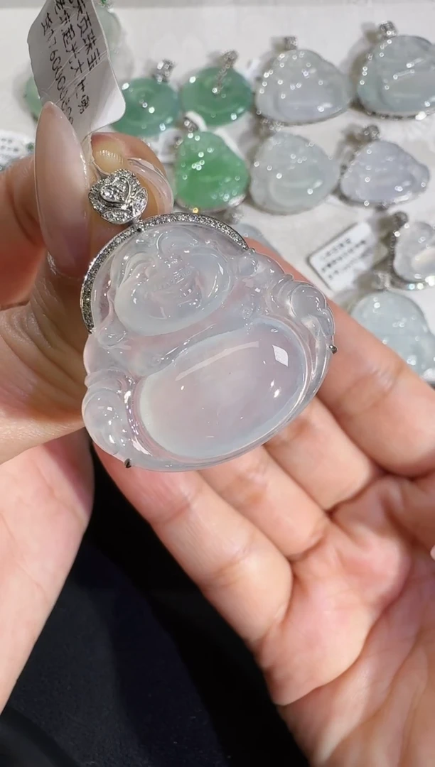 吊坠(不含链)18K金镶嵌翡翠【源头工厂】钻石镶嵌