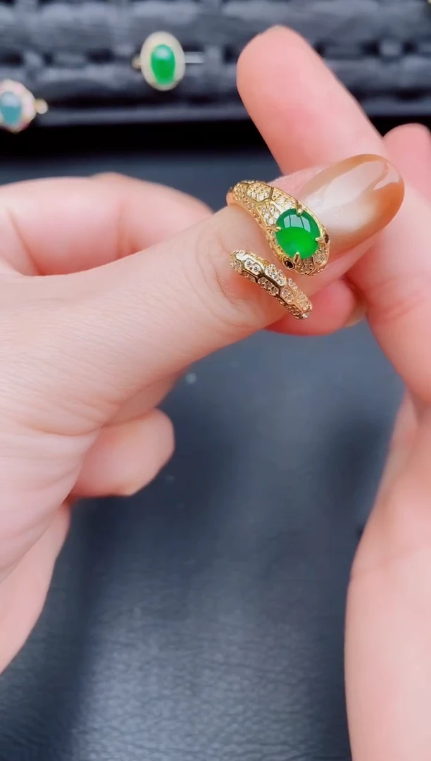 【闪购商品】翡翠戒指银S925镶嵌天然a货翡翠522