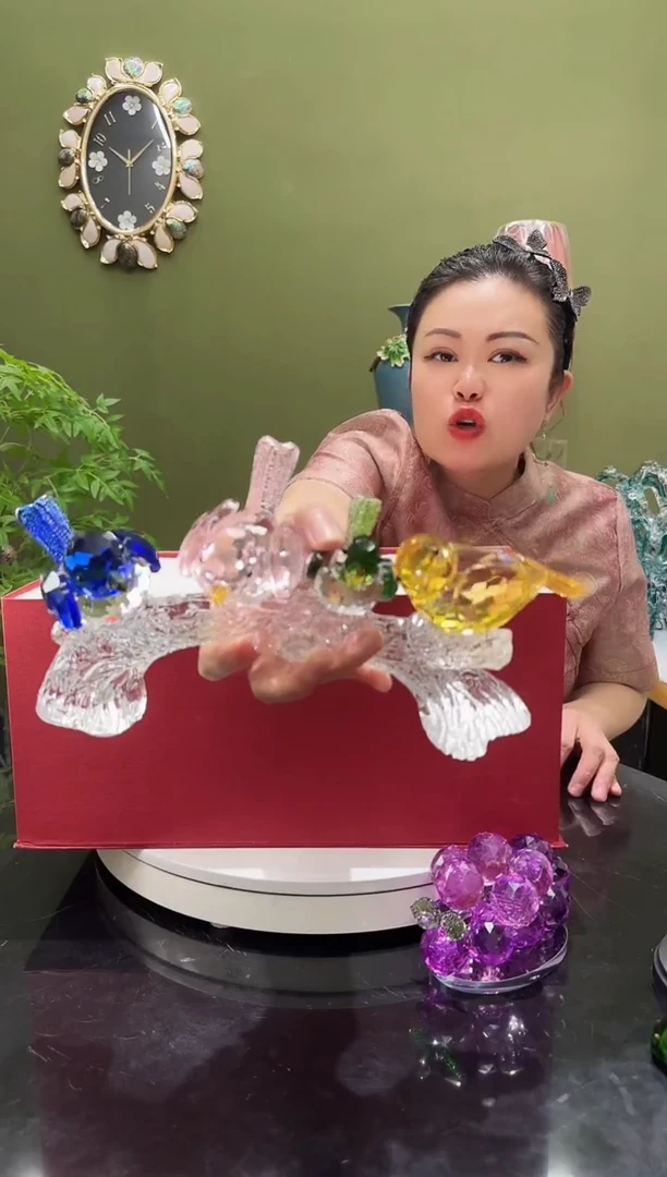人造水晶喜上眉梢 K9水晶摆件