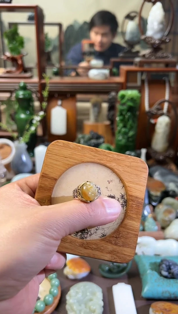 【闪购商品】和田玉戒指银S925镶嵌活口戒