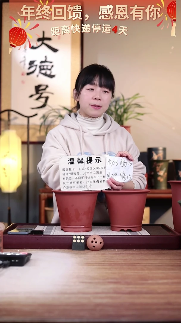 【闪购商品】紫砂花盆瑕疵清水泥圆斗笠一对无托盘