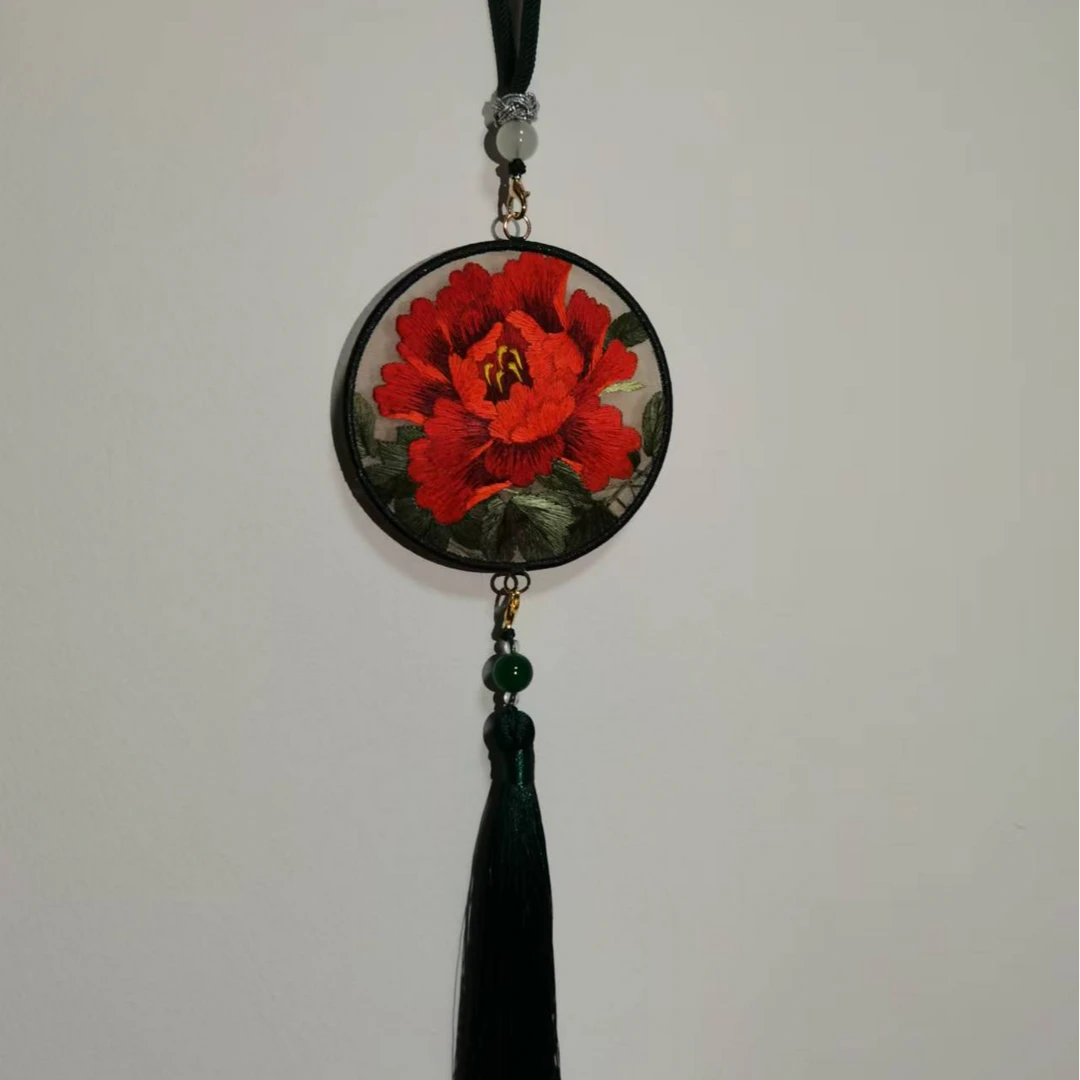 富贵牡丹苏绣纯手绣挂件非遗直播间新款