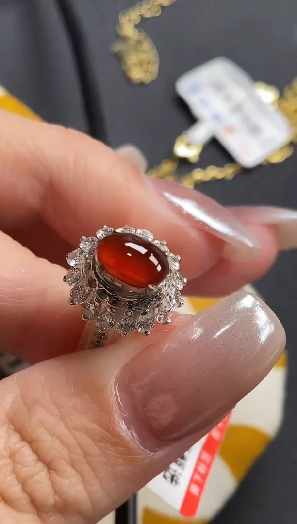 银S925镶嵌戒指翡翠天然A货翡翠73