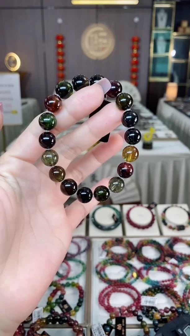 未镶嵌老矿碧玺黑美人单圈手串10mm+碧玺hon多样性发货一条