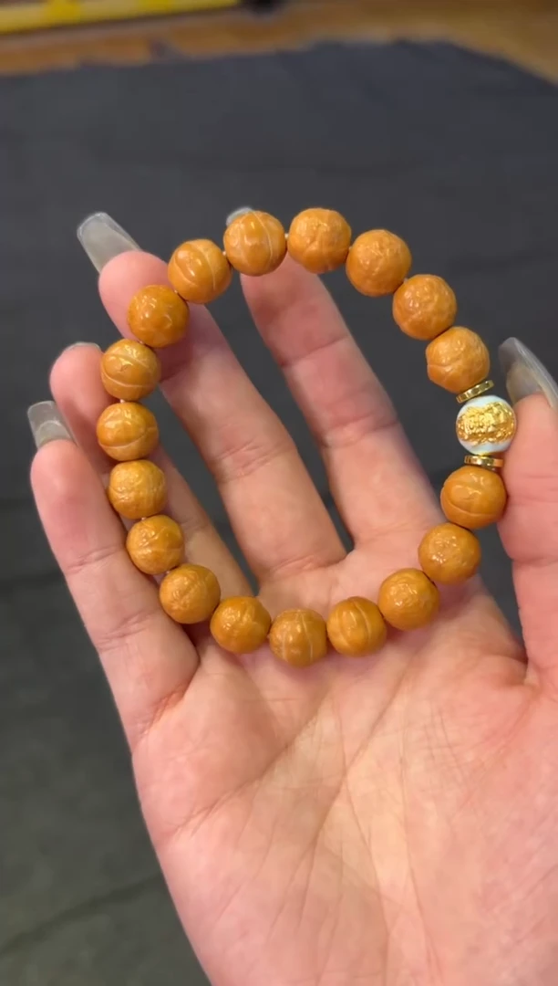 【闪购商品】菩提根/象牙果吊坠  1.0猴头凤眼S925黄财神设计