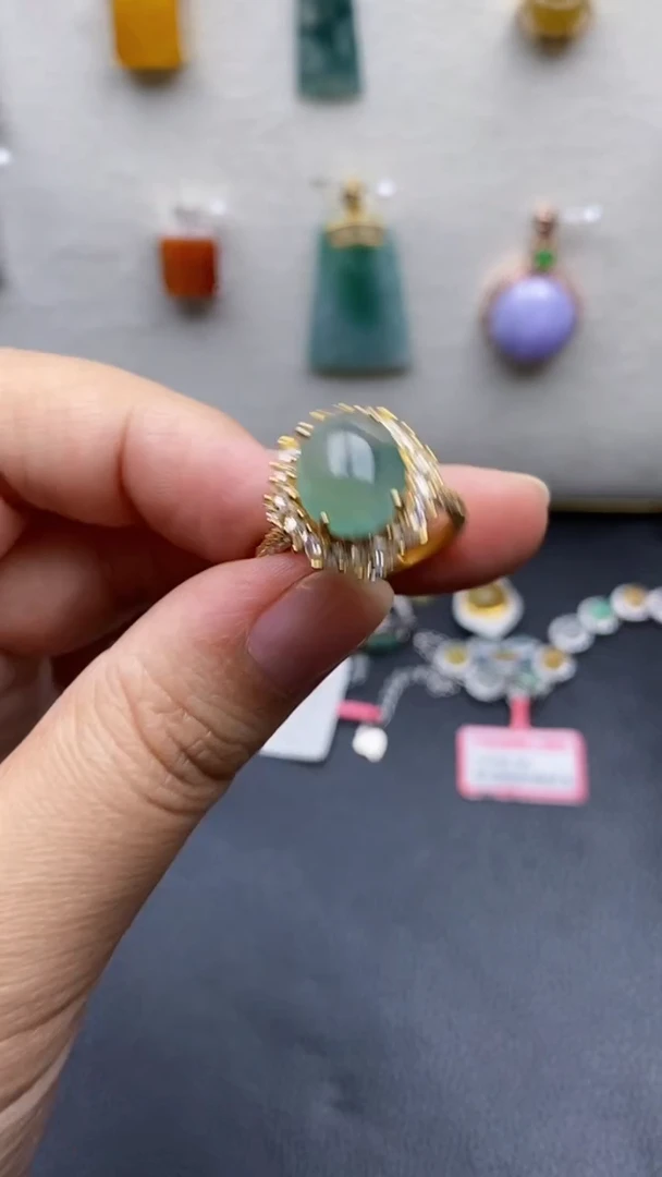 银S925镶嵌戒指翡翠1