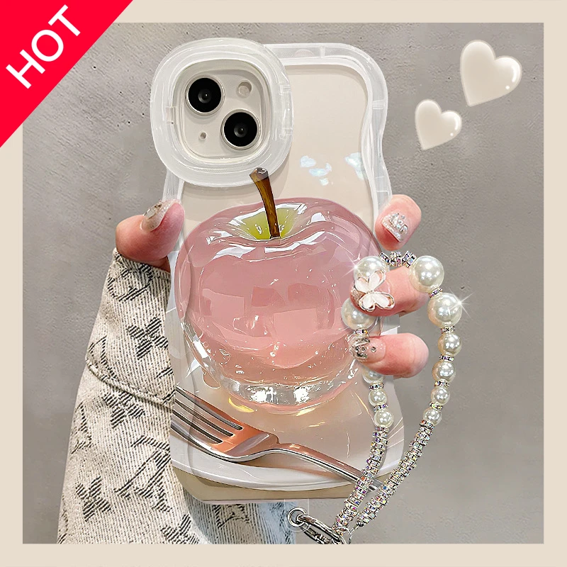 新女款水晶苹果适用苹果15oppo华为vivo小米15iPhone16pro双支架